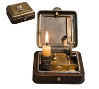 Tin Mechanical Candle Holders Box - 19th Vintage Pocket Candle Lantern with Hinged Lid,Metal Retro Design for Tea Lights, Perfect for Home Decor, Wedding Table