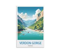 Tin Sign Métal Affiche de voyage des Gorges du Verdon en France Panneaux Décoratifs Muraux Rétro en Métal pour la Maison la Cuisine le Bar le Café le Club 15x30cm