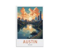 Tin Sign Métal Affiches d'Austin, Texas Vintage Panneau Métal Étain Signe Tin Signs Plaque Métallique Décorative Wall Decor pour Maison 30x40cm