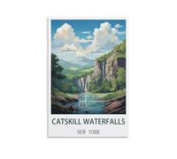 Tin Sign Métal Chutes d'eau des Catskills, New York Panneaux en Étain Vintage Art Mural Abstrait Décor Rétro Drôle Vintage Decoration 15x30cm