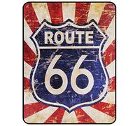Tin Sign Plaque décorative murale vintage rétro en aluminium avec inscription Man Cave Bar Pub Shed - USA Route 66 Road Street Highway Rouge Bleu