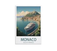 Tin Signs Métal Côte sud de la France à Monaco Vintage Plaque de poster Panneau mural décoration murale métal Plaque 30x40cm