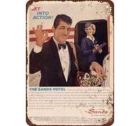 Tin speaking Plaque en métal avec peinture en fer 20,3 x 30,5 cm Reproduction de Dean Martin for The Sands Hotel Las Vegas - Look vintage