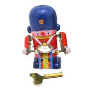 Tin Spring Robot, Spring Robot, Vista Print Tin Retro Classic Clockwork Spring Tin Spring Tin Spring Tin Spring Booming Dance Robot Drum Action Table Top Bookshelf Figurine Robot Keepsake Collection