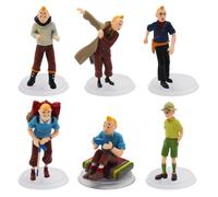 Tin-tin Cake Topper Figurine, Mini Tin-tin Figures Set 6pcs Ornement Décoratif, Jouets pour Garçons et Filles, Cadeaux de Fête, Jouets d'Animation de Dessins Animés (colorful2)