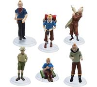 Tin-tin Figurine Decoration 6pcs Ornements de Dessins Animés, Tin-tin Figurine Set Tintin Cupcake Figurine Dessin Animé Figurin Jouet Figurine Anniversaire
