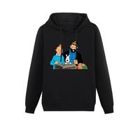 Tin-Tin Tribes and Winks Mens Hoodies Printed Graphic Pullover Unisex Black Sweatshirts M