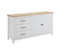 TINA - Buffet Bas 2 Portes 3 Tiroirs Bois Ciré et Blanc -