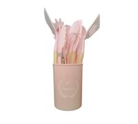 TINA&CO Lot de 12 ustensiles de cuisine en silicone avec manche en bois - Kit de cuisine complet d'ustensiles de cuisine anti-salissure, résistants à la chaleur et durables (Rose)