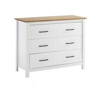 Commode 3 Tiroirs Bois Ciré coloris Blanc - TINA - ALTOBUY Blanc G