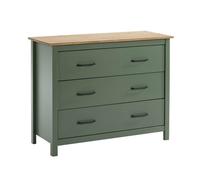 TINA - Commode 3 Tiroirs Bois Ciré coloris Vert
