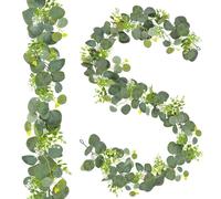 TINA Lot de 2 guirlandes d'eucalyptus artificielles à suspendre - 1,8 m - Décoration verte - Guirlande de table pour mariage, arche, jardin, intérieur et extérieur