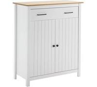 TINA - Meuble Haut 2 Portes 1 Tiroir Bois Ciré et Blanc - Altobuy Blanc G