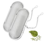 TINA.WIN 2 X Passoire à Thé Acier Inoxydable 304 Avec ChaîNe,Thé En Acier,11 En Vrac éPices,Thé Vrac,Herbes,Argent