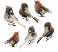 TINA.WIN 6 Pcs Oiseaux Decoratifs Con Clip PáJaros De Plumas Espuma Artificial Para DecoracióN De Primavera, JardíN, Fiesta Y Boda Artisanat FêTe