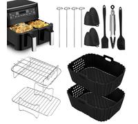 TINA.WIN Accessoires Air Fryer Ninja 13pcs Moule Silicone Pour Friteuse à Air Comprimé Ninja Double Stack Xl 9,5 L Sl400uk,Doublures En Silicone, Grille De Barbecue Paniers De Friteuse à Airs