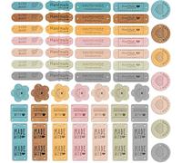 TINA.WIN Lot De 56 éTiquettes Fait Main à Coudre，Etiquette Couture，Accessoires Tricot， éTiquette PersonnaliséE Pour VêTements, Sacs, Bonnets, Tricot & Crochet(8 Styles)