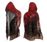 Tinarying Cardigan nordique mythe moyen avec capuche imprimé 3D pour homme - Veste de motard - Printemps été - Costume médiéval pour Halloween, carnaval, cosplay, 1-Rouge, XXXXL