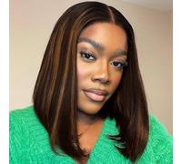 Tinashe Highlight Wear and Go Perruque bob, cheveux humains pré-épilés, blond miel, perruque bob, 12,7 x 15,2 cm, pré-coupée, dentelle frontale, perruque bob, cheveux humains, courts, raides, 30,5 cm
