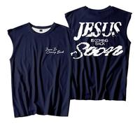 TINASI Josiah Queen Jesus is Coming Back Soon Débardeurs T-shirt sans manches Unisexe Casual Outdoor Sport, bleu marine, XXL