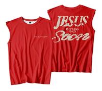 TINASI Josiah Queen Jesus is Coming Back Soon Merch Débardeurs T-shirt sans manches Unisexe Casual Vêtements de sport d'extérieur, Rouge, XL