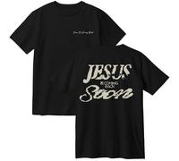 TINASI Josiah Queen Jesus is Coming Back Soon Merch T-shirt en coton unisexe col rond décontracté à manches courtes, Noir , XL