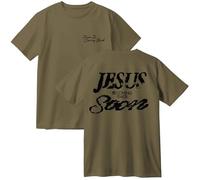 TINASI Josiah Queen Jesus is Coming Back Soon T-shirt en coton unisexe col rond décontracté à manches courtes, kaki, XXL