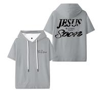 TINASI Josiah Queen Jesus is Coming Back Soon T-shirts à capuche unisexe à manches courtes Vêtements décontractés, gris, S