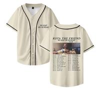 TINASI Kota The Friend No Rap On Sunday Tour 2025 Maillot de baseball col en V Unisexe à manches courtes Vêtements streetwear, beige, S