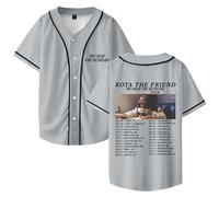 TINASI Kota The Friend No Rap On Sunday Tour 2025 Maillot de baseball col en V Unisexe à manches courtes Vêtements streetwear, gris, S
