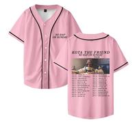 TINASI Kota The Friend No Rap On Sunday Tour 2025 Maillot de baseball col en V Unisexe à manches courtes Vêtements streetwear, rose, 4XL