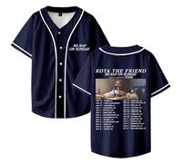 TINASI Kota The Friend No Rap On Sunday Tour 2025 Maillot de baseball col en V Unisexe à manches courtes Vêtements streetwear, bleu marine, S