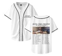 TINASI Kota The Friend No Rap On Sunday Tour 2025 Maillot de baseball col en V Unisexe à manches courtes Vêtements streetwear, blanc, S
