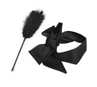 TINAYAUE Bandeau de Yeux en Satin + Plume de Massage, Kit Bondage Débutant pour Couple & Masques de sommeil, Accessoire Intime Luxueux, Confortable et Sans Trace