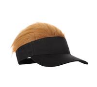 TINAYAUE Casquette avec Fausse Cheveux 55 à 60cm - Perruque avec Pare-Soleil Casquette visière pour Homme Chapeau de Golf Amusant Couvre Cheveux dorée en Fibre de Polyester