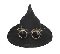 TINAYAUE Chapeau steampunk unisexe avec lunettes - Chapeau de sorcière gothique noir pour femme et homme - Accessoire de déguisement d'Halloween à large bord pointu - Chapeau de sorcière pour homme -