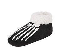 TINAYAUE Chaussons Chaud Hiver Femme Chaussures Doux en Coton Botte à Enfiler Pantoufles Confort Peluche Enfants en Image Squelette pour Intérieur Extérieur 38-39 EU