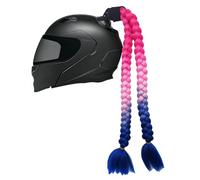 TINAYAUE Double Queue Cheval Tresses Longues pour Casque Moto/Trottinette Électrique (60cm), Décoration à Ventouse pour Femme, Installation sans Trace, Style Dégradé Coloré, Résistantes au Vent