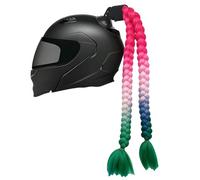 TINAYAUE Double Queue Cheval Tresses Longues pour Casque Moto/Trottinette Électrique (60cm), Décoration à Ventouse pour Femme, Installation sans Trace, Style Dégradé Coloré, Résistantes au Vent