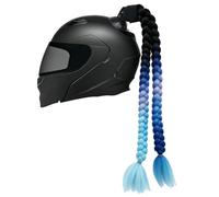 TINAYAUE Double Queue Cheval Tresses Longues pour Casque Moto/Trottinette Électrique (60cm), Décoration à Ventouse pour Femme, Installation sans Trace, Style Dégradé Coloré, Résistantes au Vent