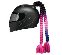 TINAYAUE Double Queue Cheval Tresses Longues pour Casque Moto/Trottinette Électrique (60cm), Décoration à Ventouse pour Femme, Installation sans Trace, Style Dégradé Coloré, Résistantes au Vent