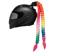 TINAYAUE Double Queue Cheval Tresses Longues pour Casque Moto/Trottinette Électrique (60cm), Décoration à Ventouse pour Femme, Installation sans Trace, Style Dégradé Coloré, Résistantes au Vent