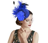 TINAYAUE Femme Chapeau Plume Bibi Mariage Elégante Voilette Mariée Coiffure Vintage en Maille Mini Voile de Mariage Béret à Pince avec Plume Pince à Cheveux Décoré Acccesoires pour Soirée Fête