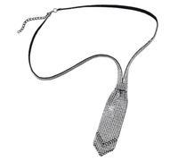 TINAYAUE Mini Cravate Disco Décor de Collier Double Couche & Strass Brillants Collier forme cravate pour Fête Musicale Soirées costumées 29(tour de cou)+10CM