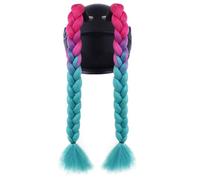TINAYAUE Perruque Amovible Casque Pigtails - Tresses attachés pour Casque intégraux Moto / Vélo Électrique / Scooter / Skateboard & Double Queue de Cheval Cosplay Décoration Motard personnalisé