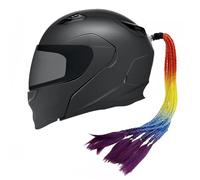TINAYAUE Perruque Amovible - Tresses Triples Dégradé Couleur pour Casque Moto / Vélo Électrique / Scooter & Décor Casque intégraux Fausse Queue de Cheval Cosplay Décoration Motard personnalisé