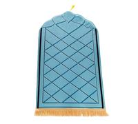 TINAYAUE Tapis de Prière Musulmane, Doux et Epais Tapis de Prière Islamique en Coton de Voyage Antidérapant Tapis de Sol Mosquée Pliable Homme Femme 50 * 80CM Bleu