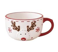 TINAYAUE Tasse porceleine à Café avec Anse 350ml Tasse Style Noël Cerf de Noël et Neige Bol Petit Dejeuner, Mug Geant Pour Cappuccino, Mug Soupe, Céréales