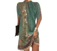 tinbarry Robe à imprimé Floral pour Femme Robes trapèze élégantes T-Shirt Robes d'été Robe de soirée Robe de Plage à Manches Courtes Robe Chic et élégante