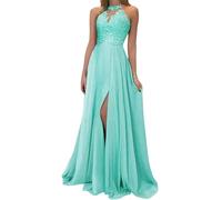 tinbarry Robe de soirée Longue et élégante pour Femmes, col en v, Robe de mariée, Robes de Demoiselle d'honneur Robe en Dentelle avec Fentes